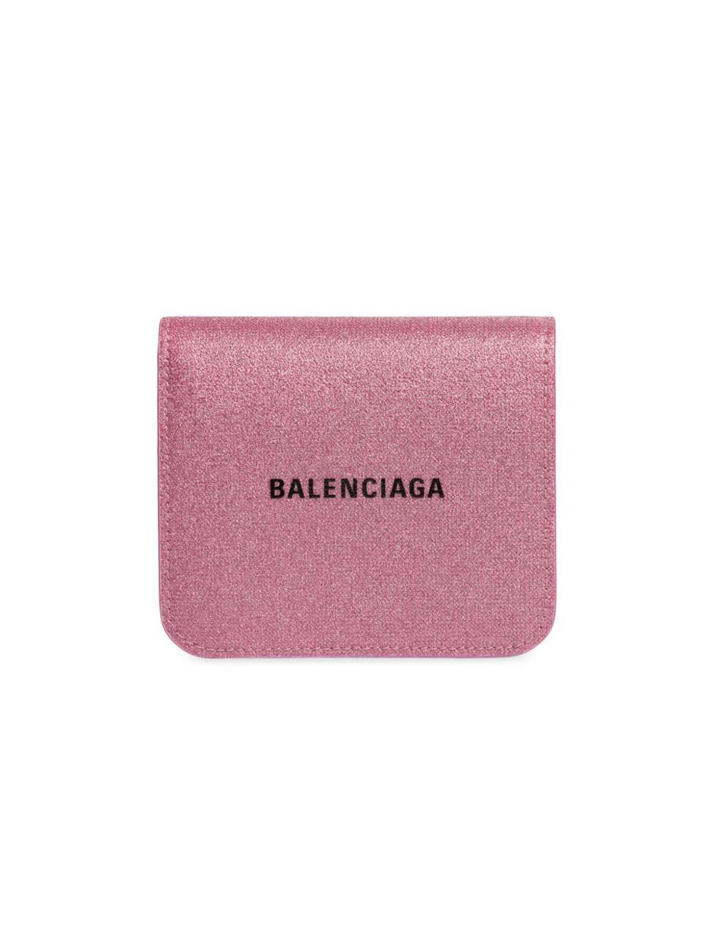 Balenciaga Cash Flap Coin And Card Holder Sparkling Fabric ~ Pink